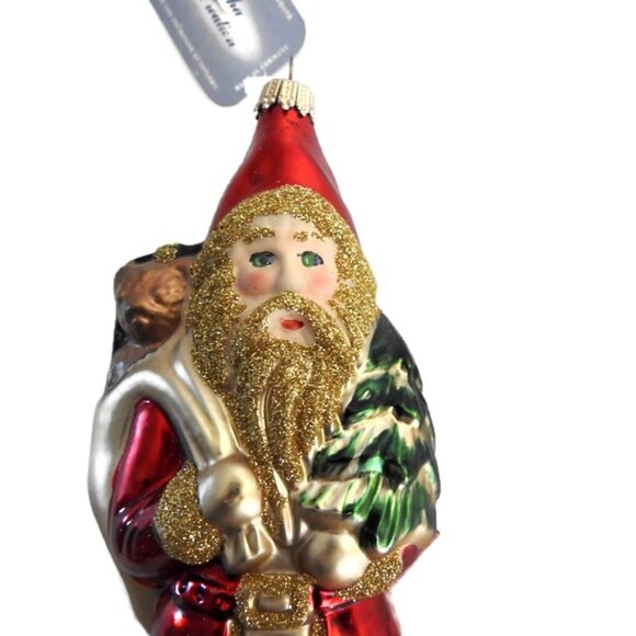 Mercury Glass Ornament Santa With A Tree and Bag of Gifts by Lauscha Glas German - Picture 2 of 6